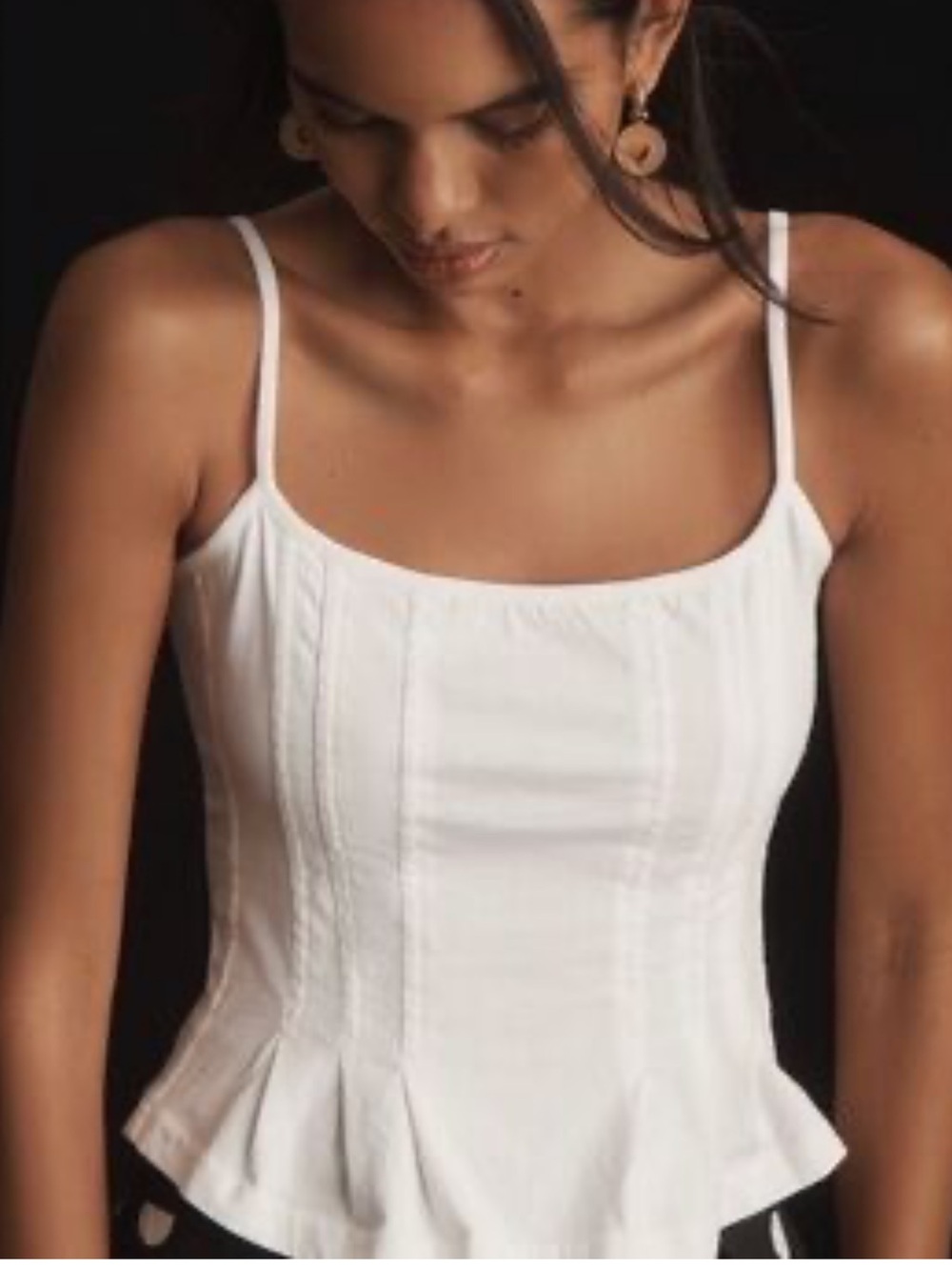 Anthropologie Pilcro Pintuck Square-Neck Tank Top, White, Small, NWT